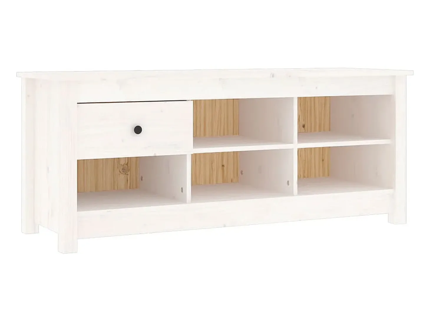 Zapatero blanco 110x38x45,5 cm Madera maciza de pino