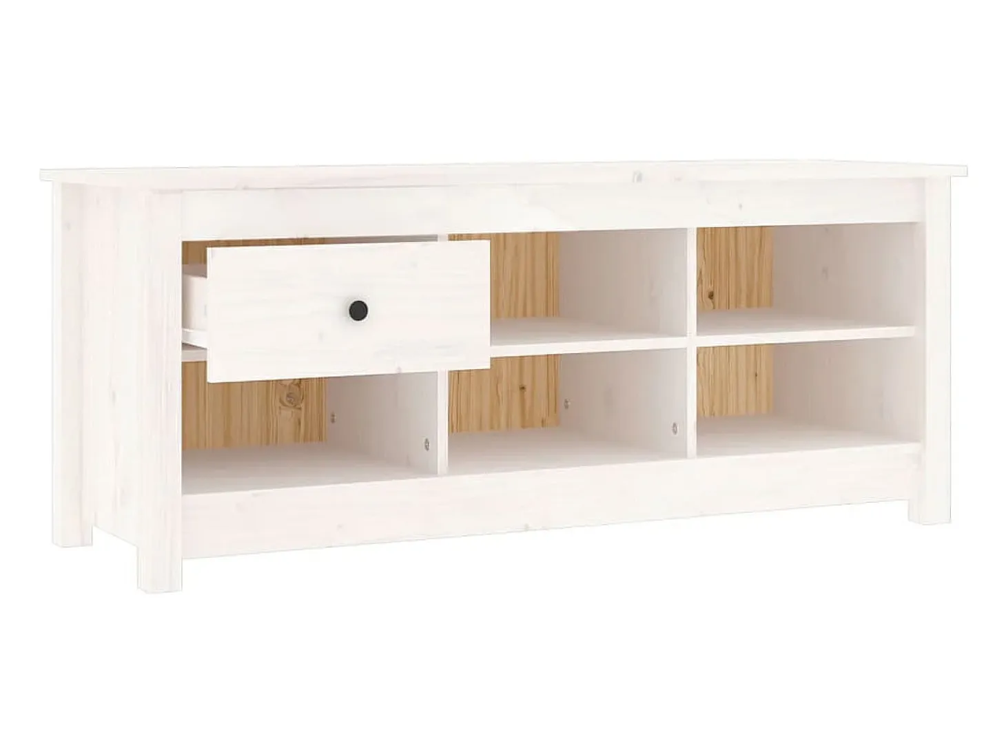 Zapatero blanco 110x38x45,5 cm Madera maciza de pino