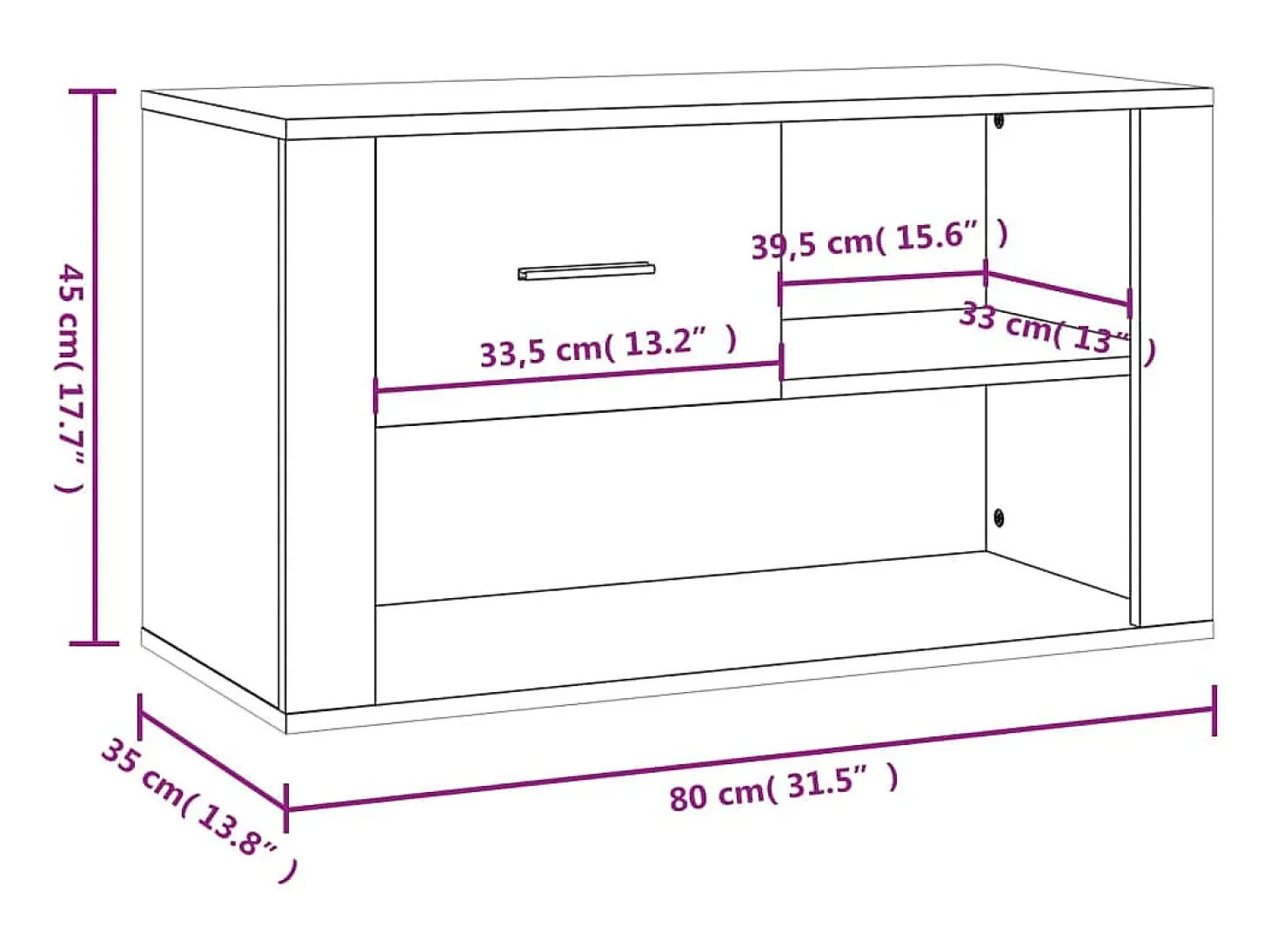 Zapatero blanco 80x35x45 cm Madera contrachapada