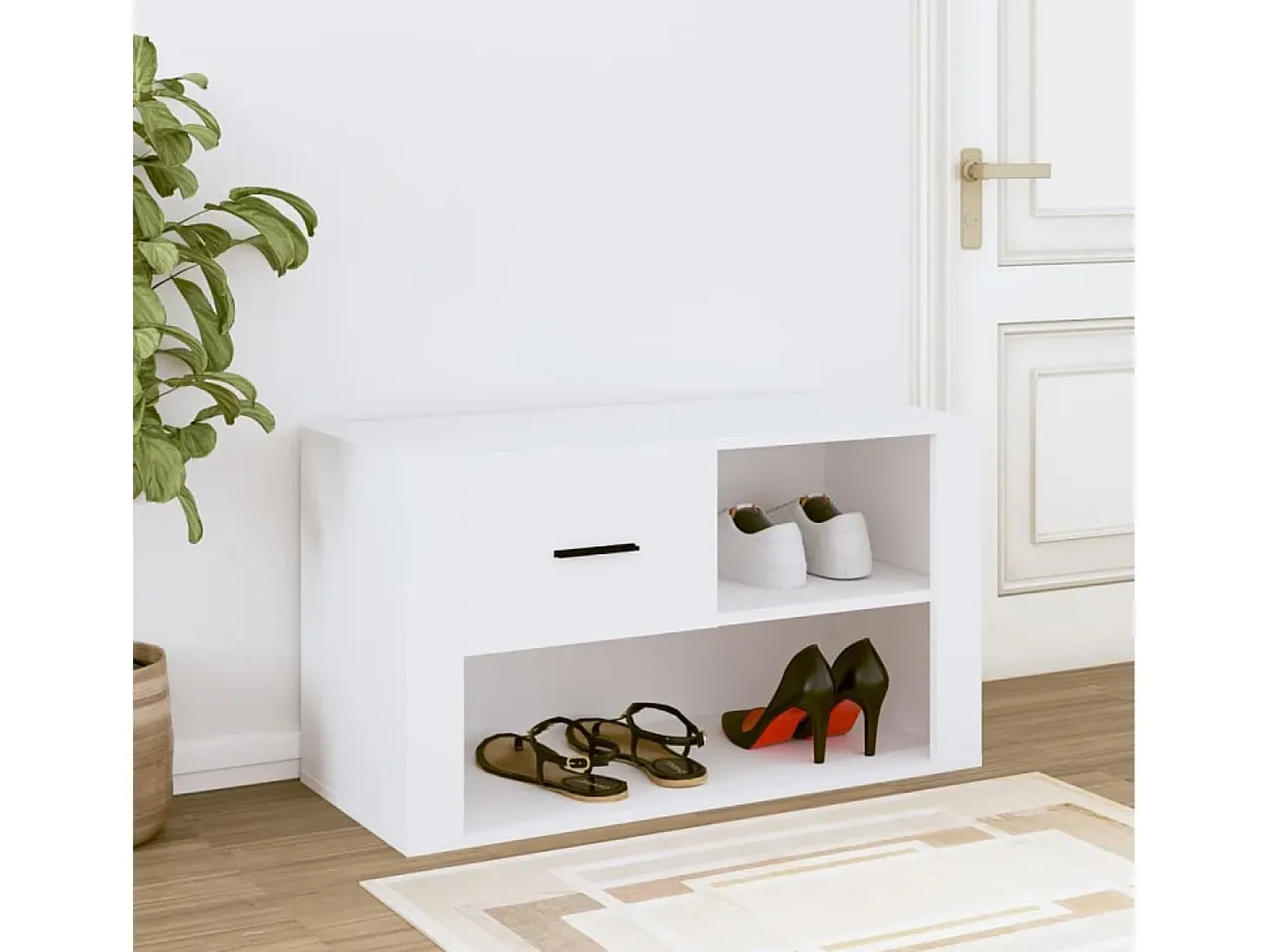 Zapatero blanco 80x35x45 cm Madera contrachapada