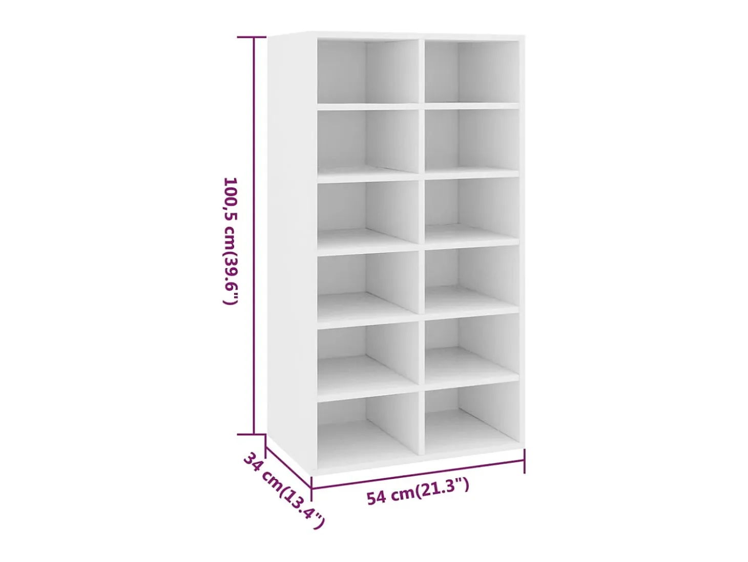 Zapatero blanco 54x34x100,5 cm Madera de ingeniería