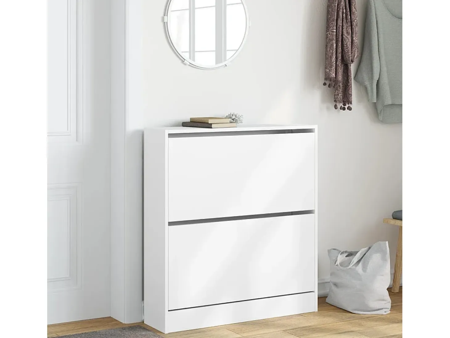 Zapatero blanco 80x21x87,5 cm madera contrachapada
