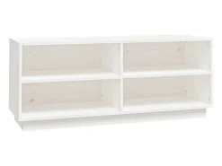 Zapatero blanco 110x34x45 cm Madera maciza de pino
