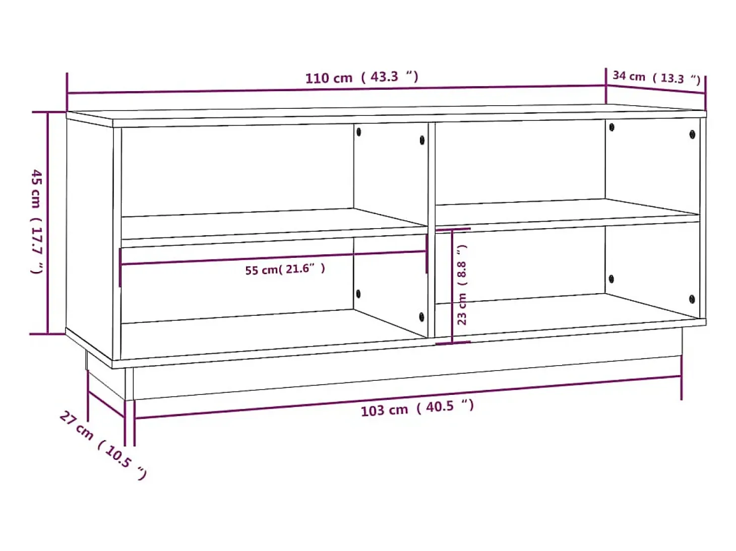Zapatero blanco 110x34x45 cm Madera maciza de pino