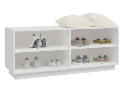 Zapatero blanco 110x34x45 cm Madera maciza de pino