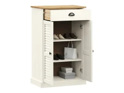 Zapatero blanco 60x35x96 cm madera maciza de pino
