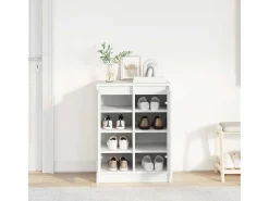 Zapatero blanco 57x34x76 cm madera contrachapada