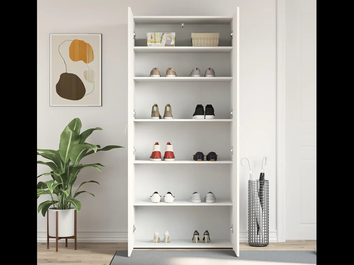 Zapatero blanco 80x35,5x180 cm Madera contrachapada