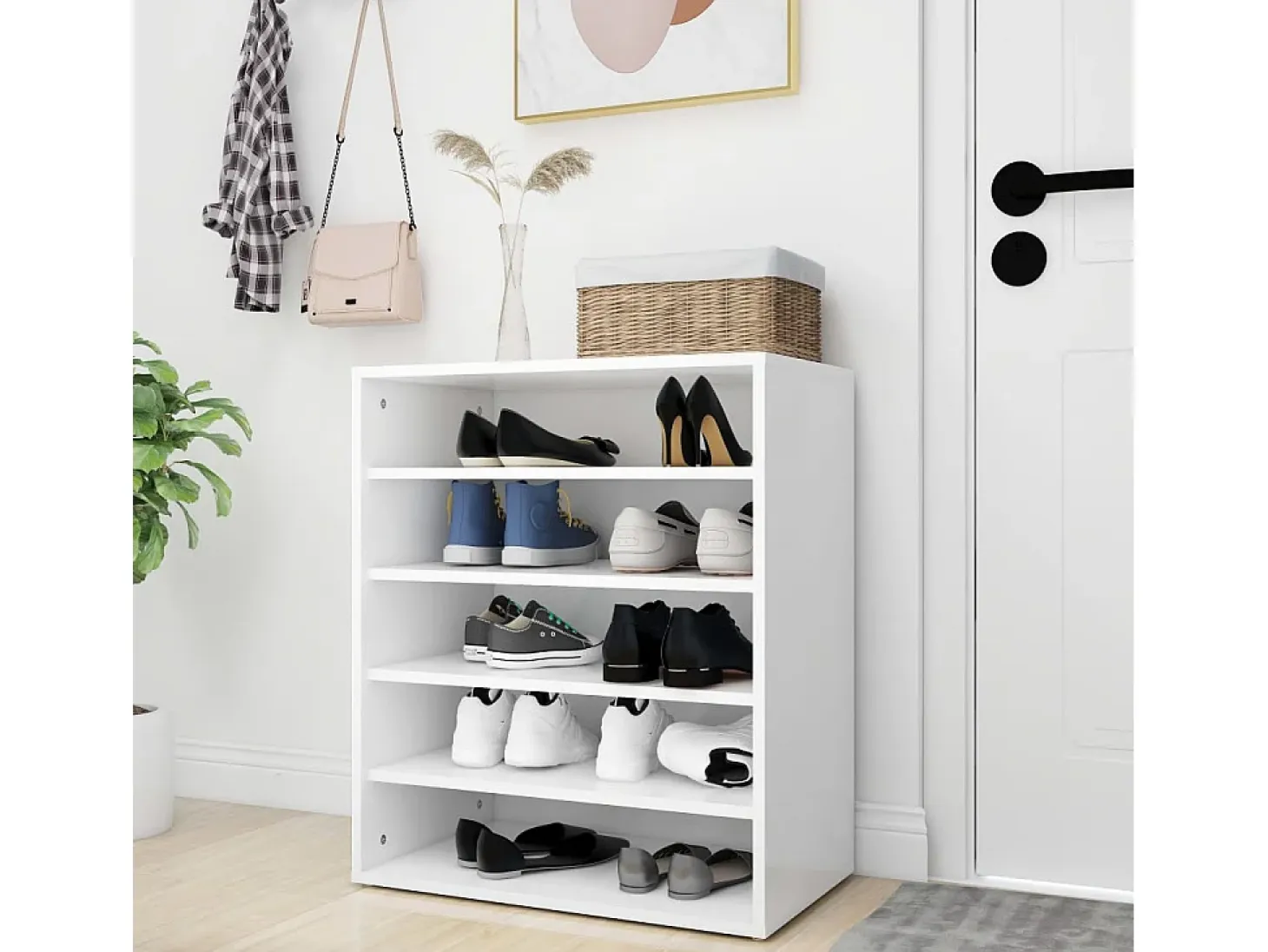 Zapatero blanco 60x35x70 cm Madera contrachapada