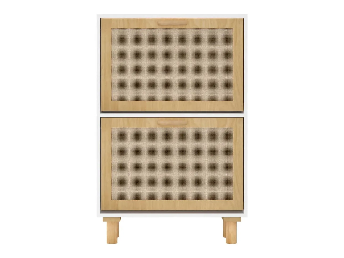 Zapatero blanco 52x25x80 cm Madera de ingeniería/Ratán