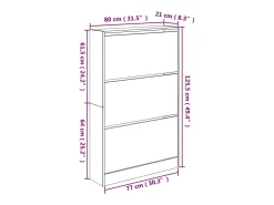 Zapatero blanco 80x21x125,5 cm madera contrachapada