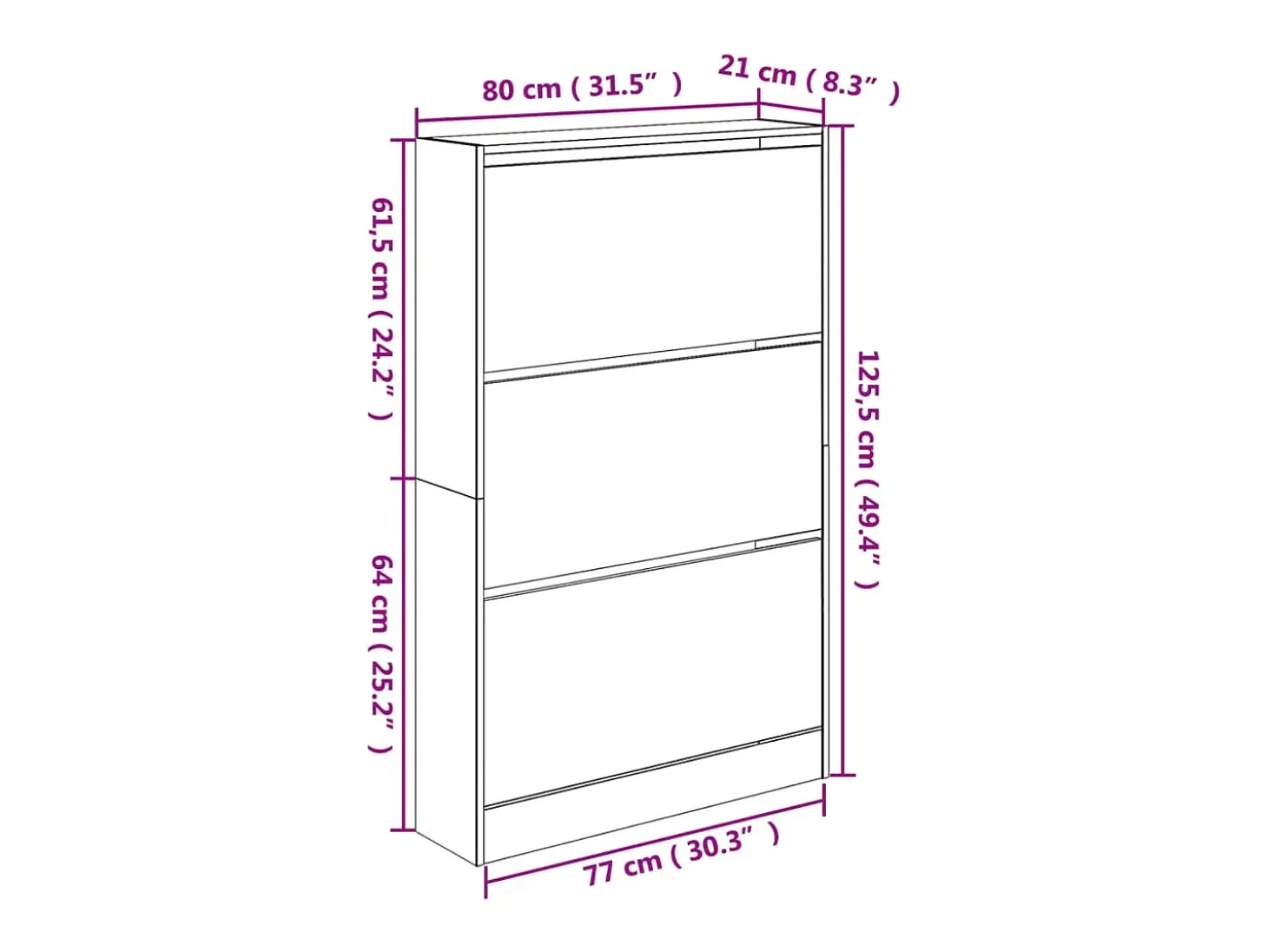Zapatero blanco 80x21x125,5 cm madera contrachapada