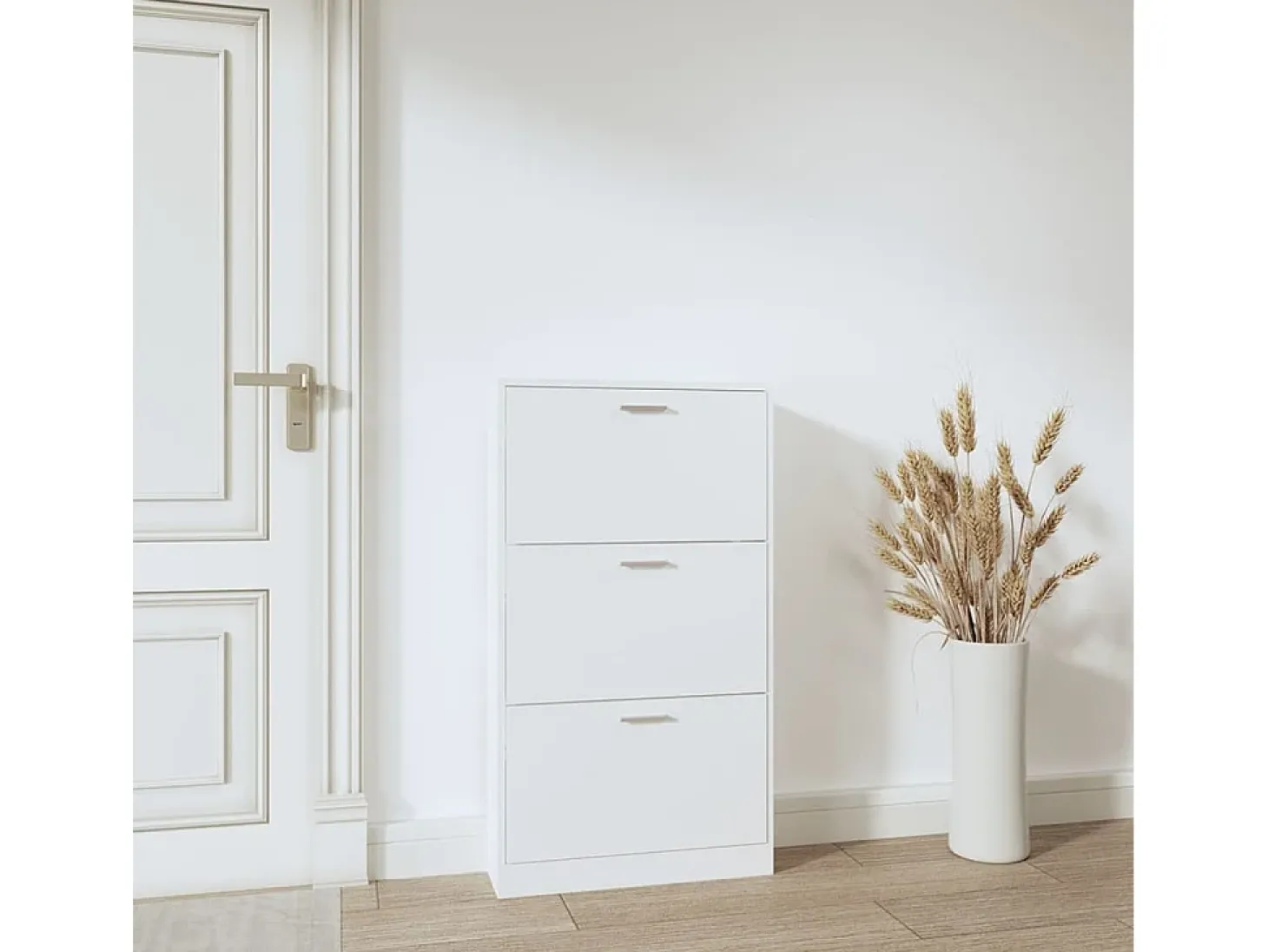 Zapatero blanco 59x17x108 cm Madera contrachapada