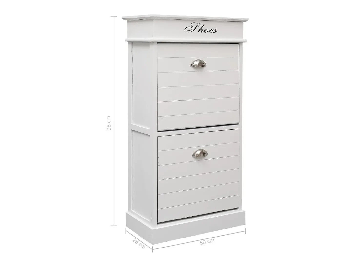 Zapatero blanco 50x28x98 cm madera de paulownia