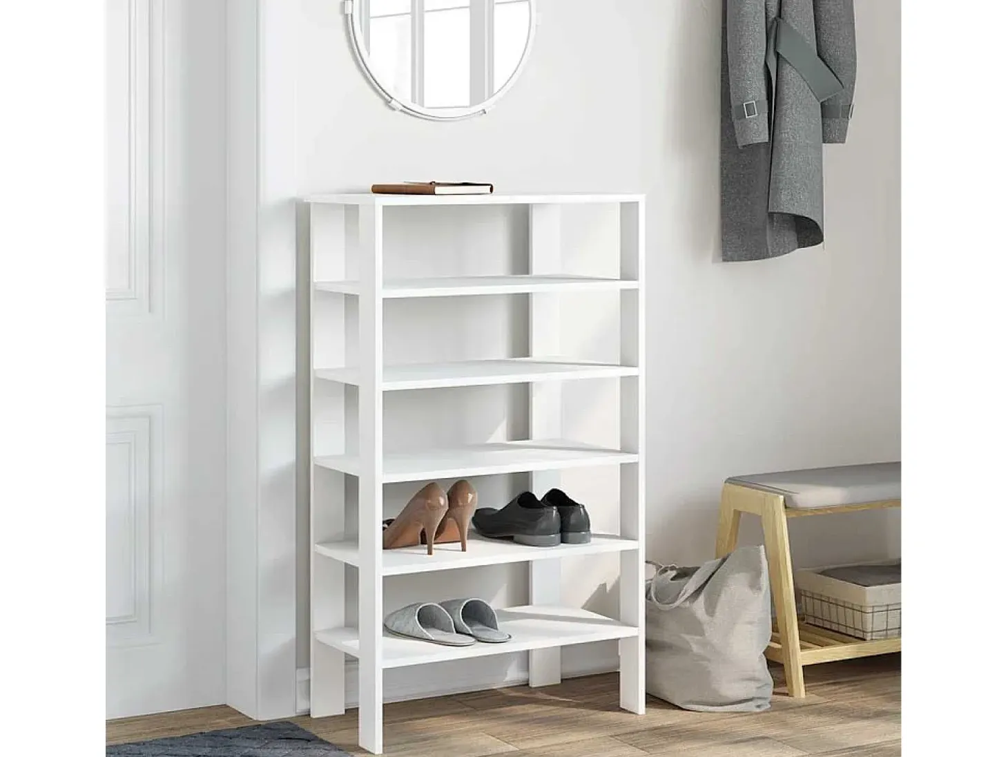 Zapatero blanco 61x32x105 cm madera de ingeniería