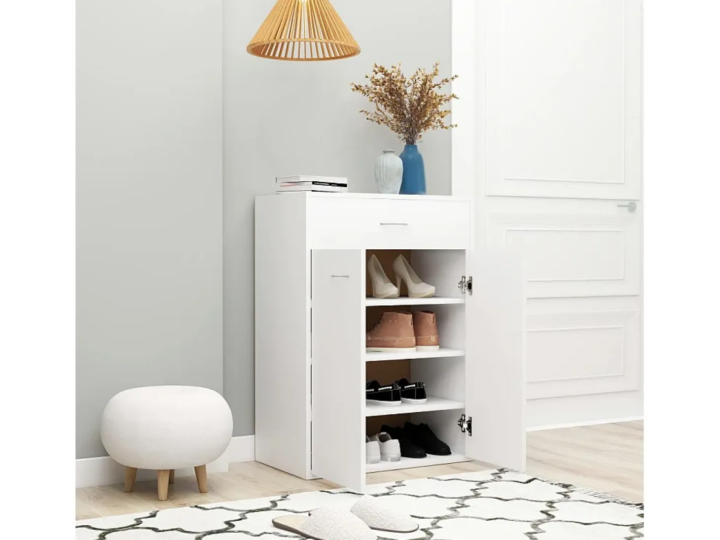 Zapatero blanco 60x35x84 cm Madera contrachapada