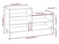 Zapatero blanco 102x36x60 cm Madera contrachapada