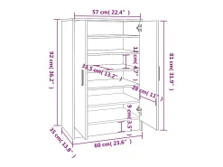 Zapatero blanco 60x35x92 cm Madera contrachapada