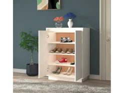 Zapatero blanco 60x35x80 cm Madera maciza de pino