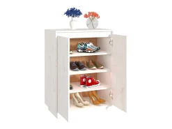 Zapatero blanco 60x35x80 cm Madera maciza de pino