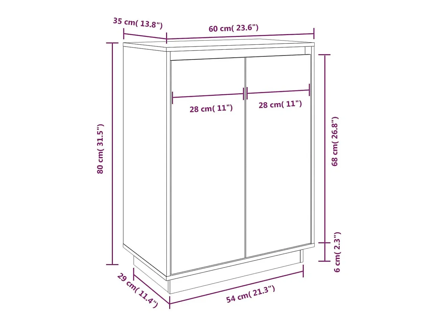 Zapatero blanco 60x35x80 cm Madera maciza de pino