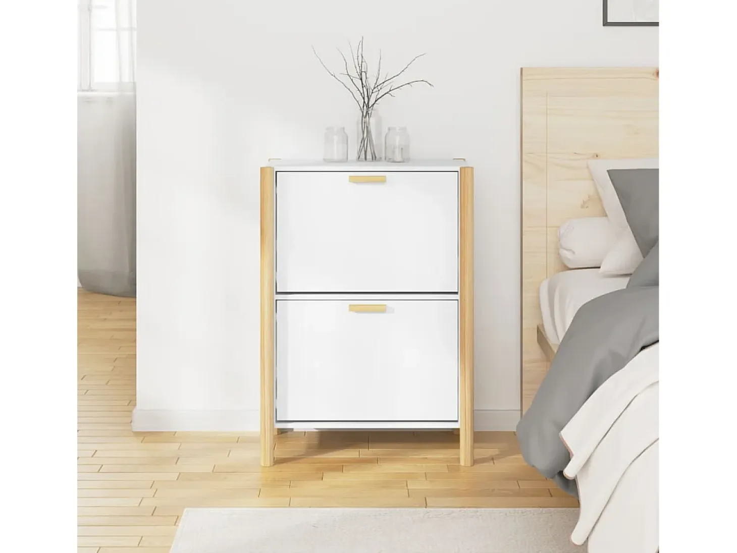 Zapatero blanco 57,5x33x80 cm Madera contrachapada
