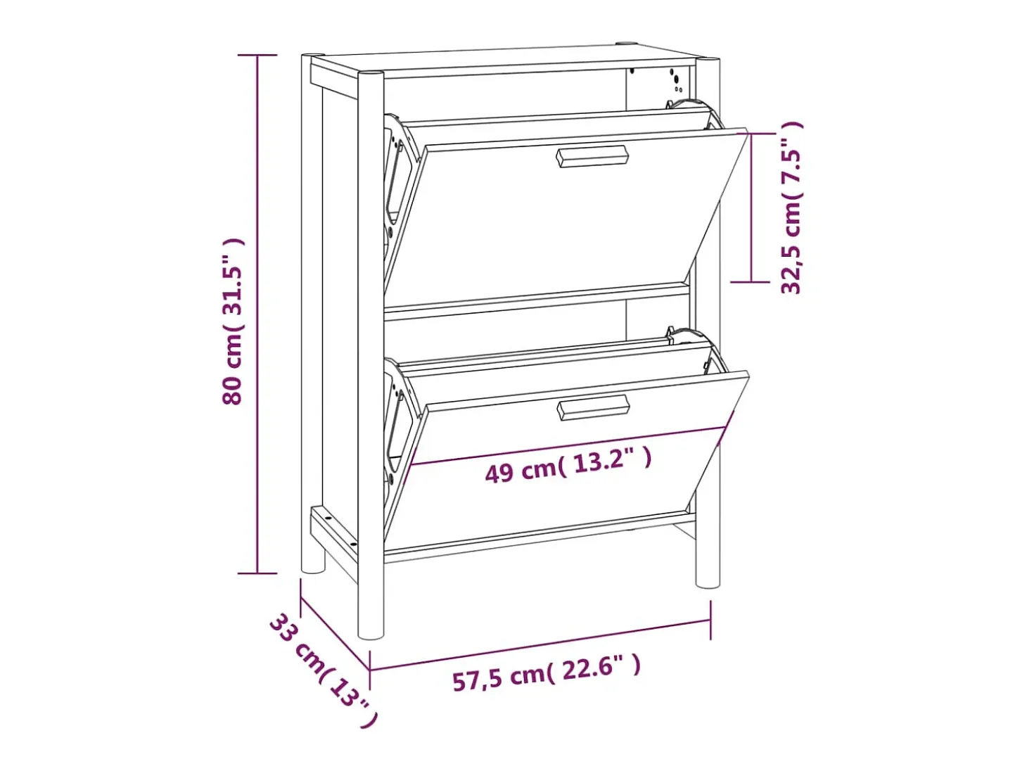 Zapatero blanco 57,5x33x80 cm Madera contrachapada