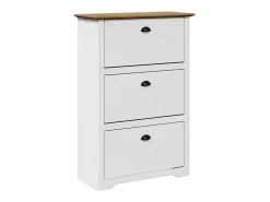 Zapatero blanco y marrón 80x35x118 cm