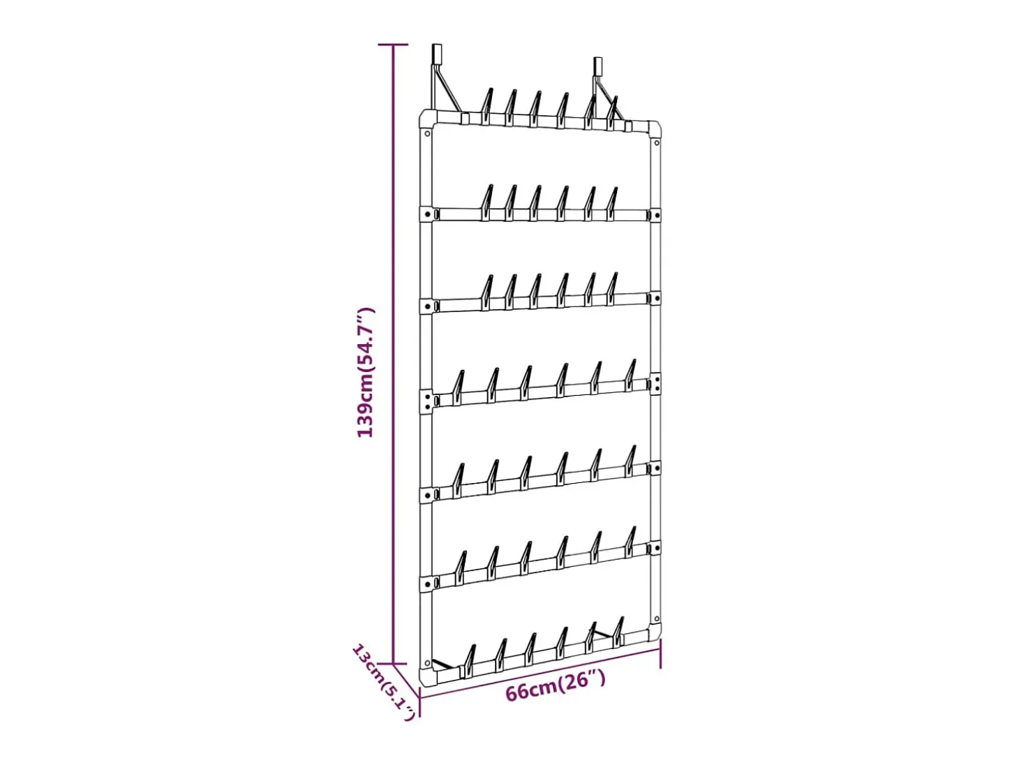 Zapatero colgante Plata 66x13x139 cm