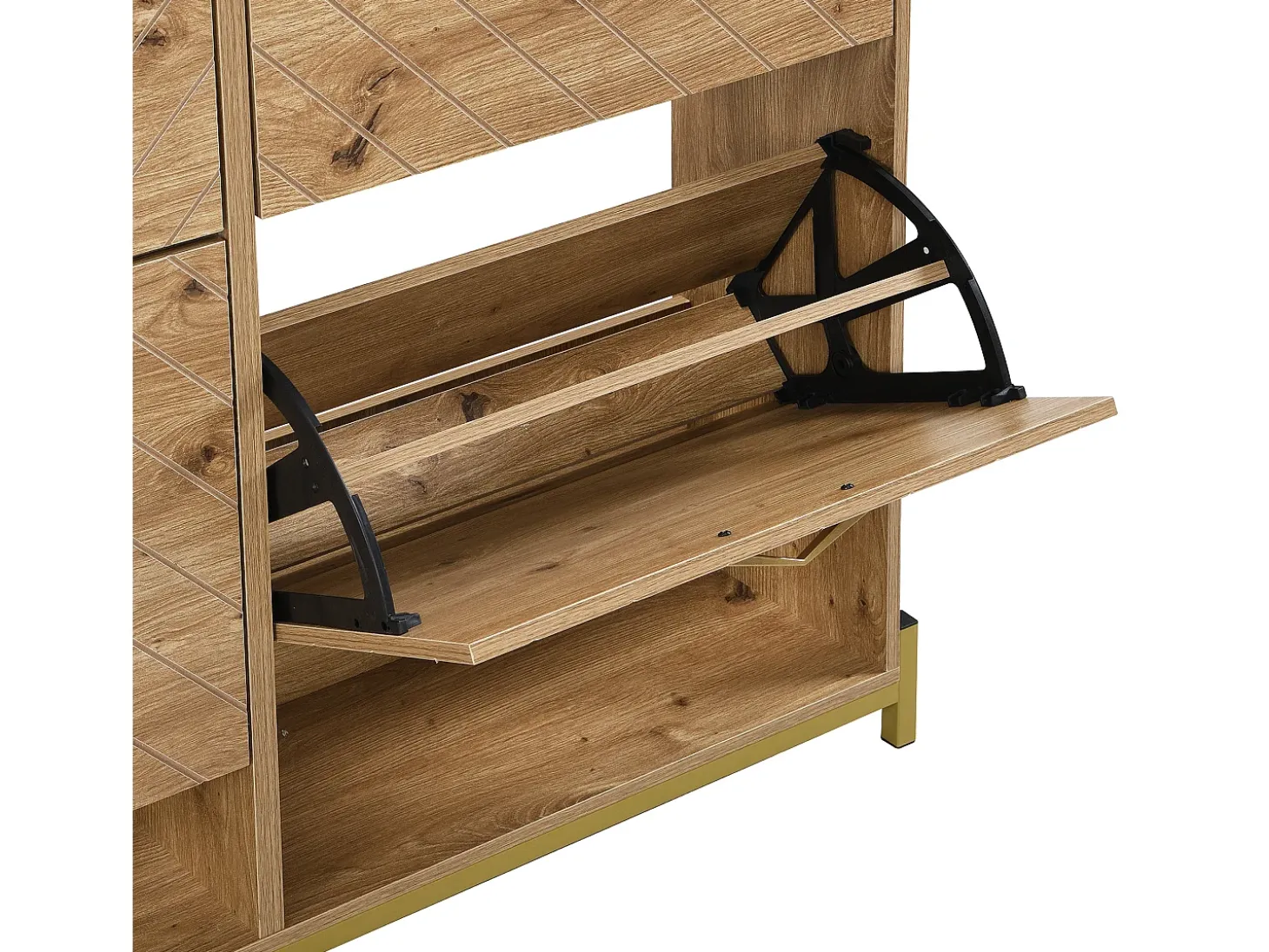 Zapatero compacto de 4 puertas con estantes abiertos - Madera - 108,5 cm - para entrada y pasillo