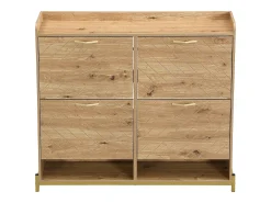 Zapatero compacto de 4 puertas con estantes abiertos - Madera - 108,5 cm - para entrada y pasillo
