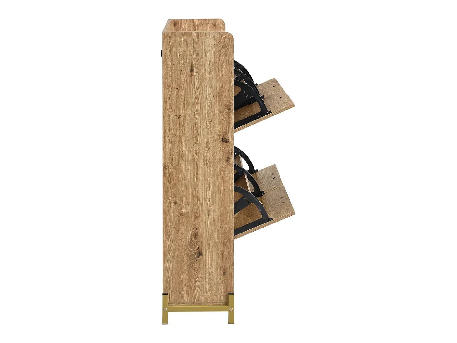 Zapatero compacto de 4 puertas con estantes abiertos - Madera - 108,5 cm - para entrada y pasillo