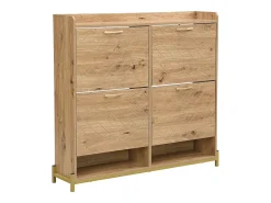 Zapatero compacto de 4 puertas con estantes abiertos - Madera - 108,5 cm - para entrada y pasillo
