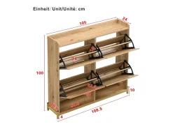Zapatero compacto de 4 puertas con estantes abiertos - Madera - 108,5 cm - para entrada y pasillo