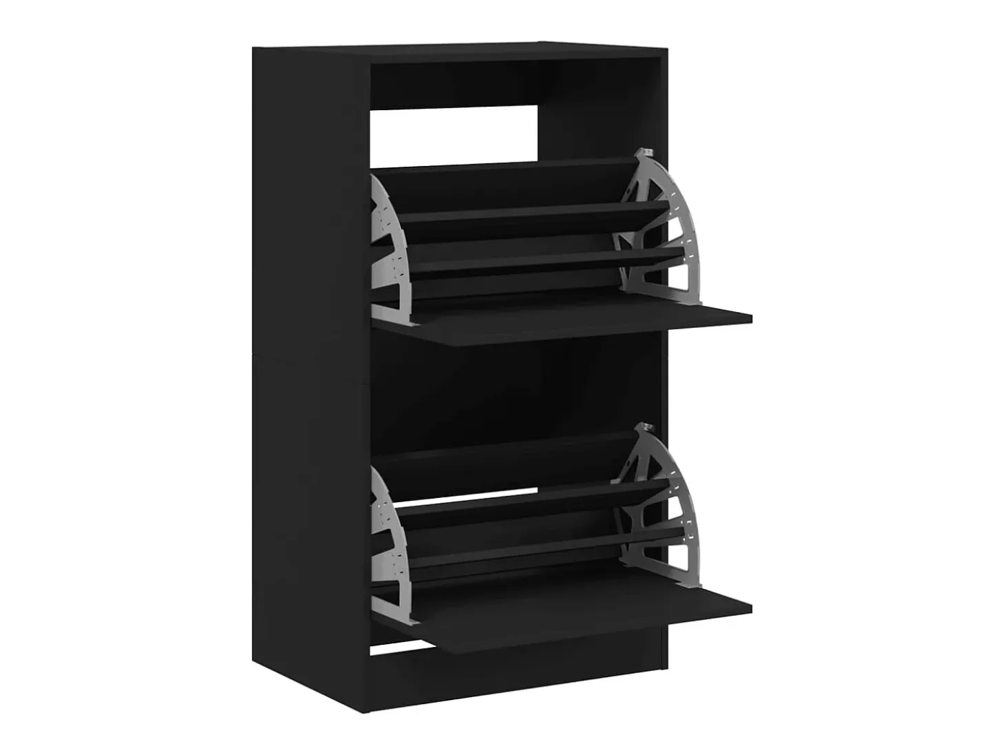 Zapatero con 2 cajones abatibles, negro, 60x42x108 cm