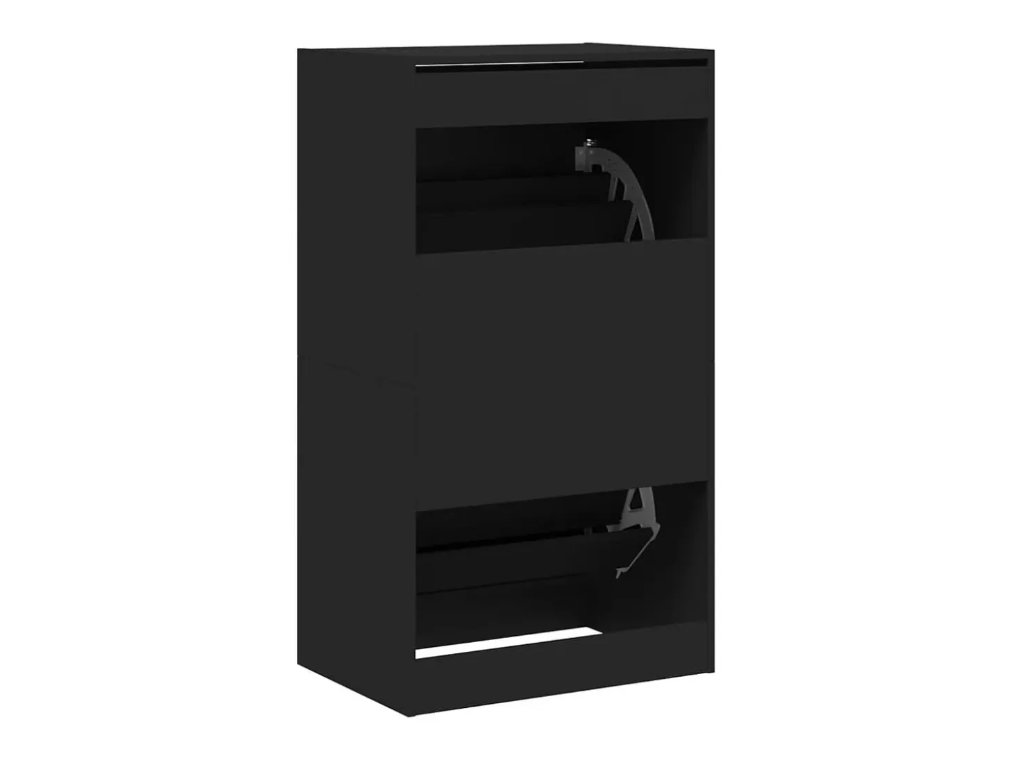 Zapatero con 2 cajones abatibles, negro, 60x42x108 cm