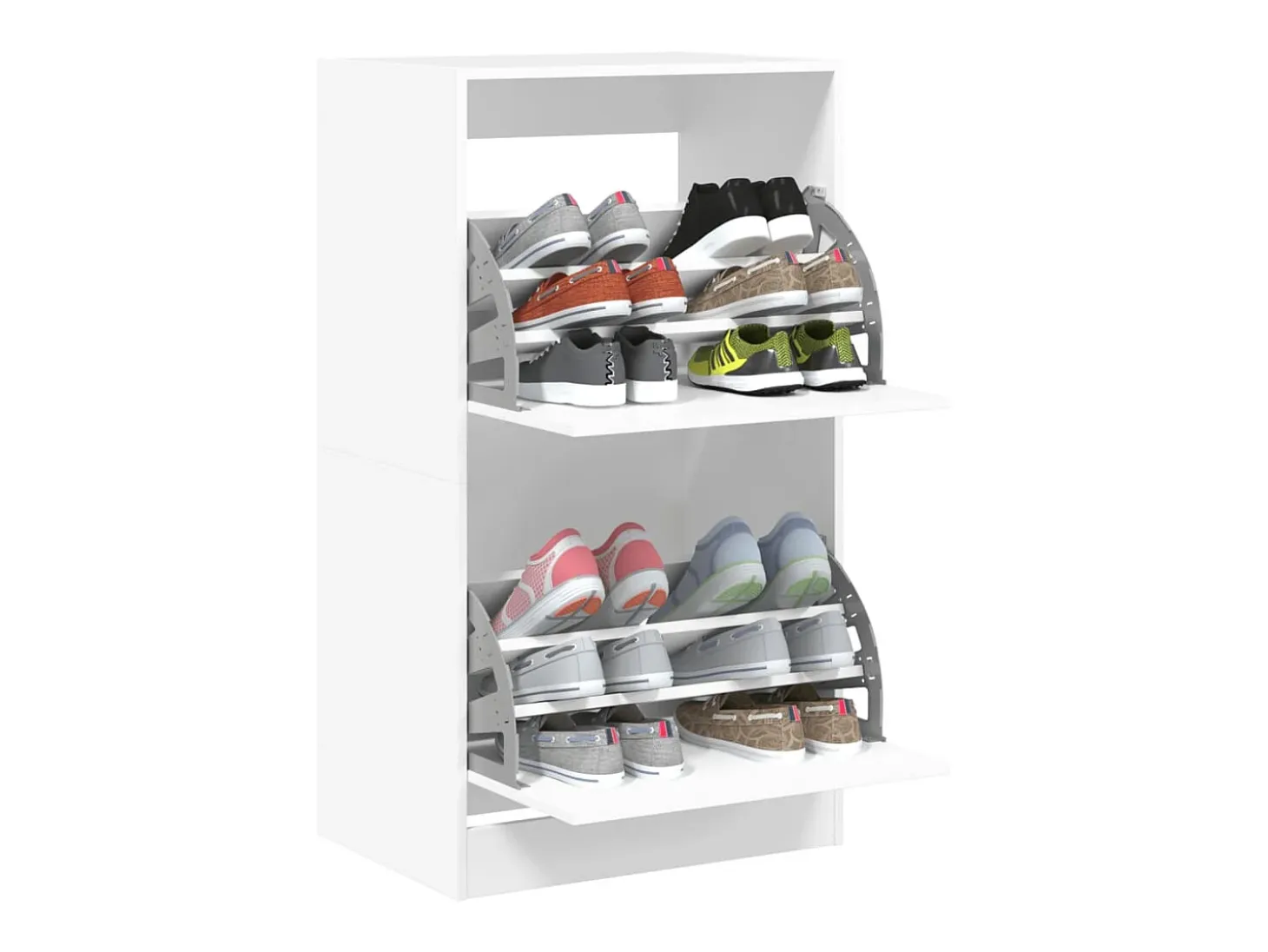 Zapatero con 2 cajones abatibles, blanco, 60x42x108 cm