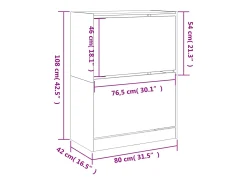 Zapatero con 2 cajones abatibles, blanco, 80x42x108 cm