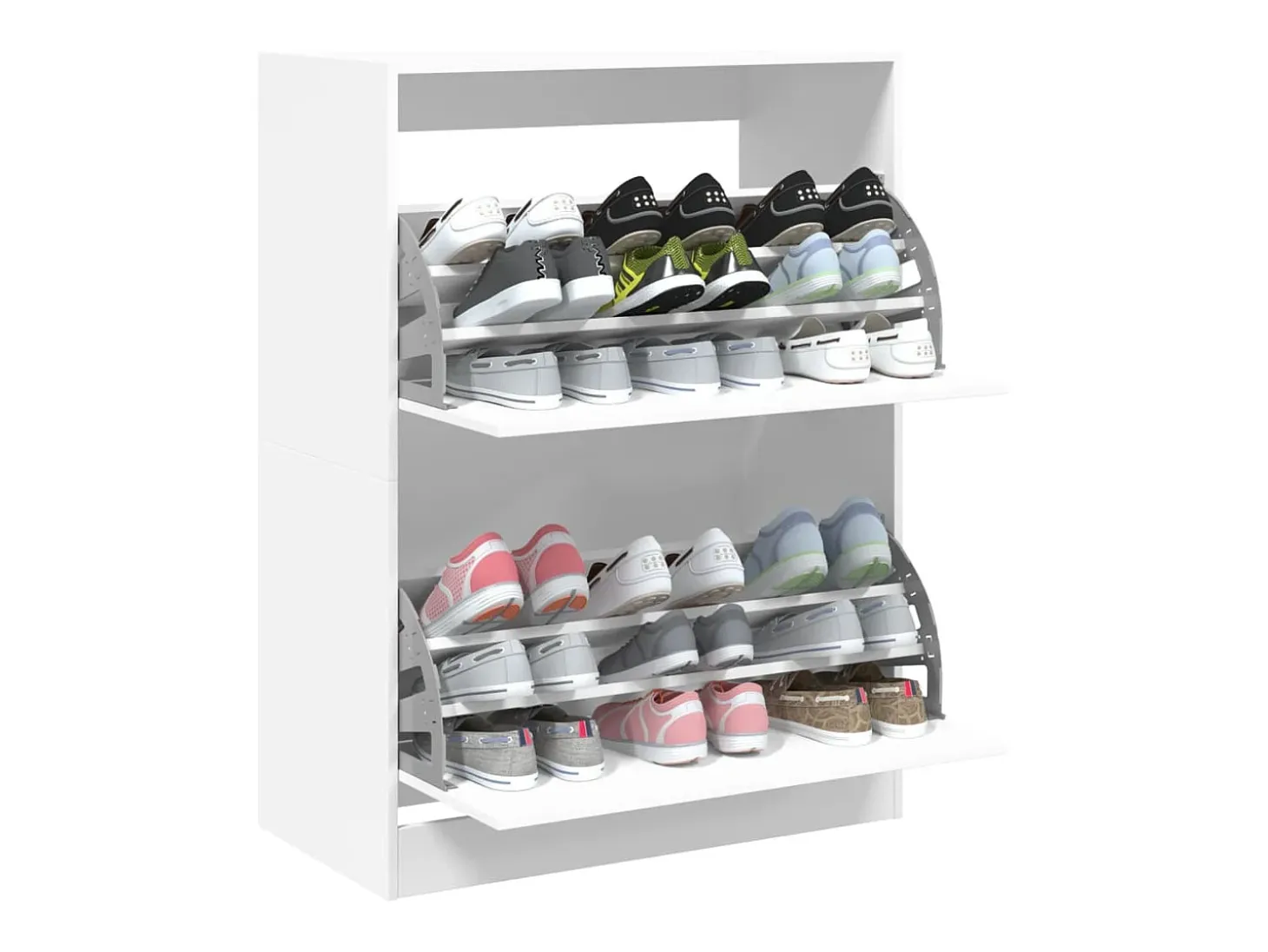 Zapatero con 2 cajones abatibles, blanco, 80x42x108 cm