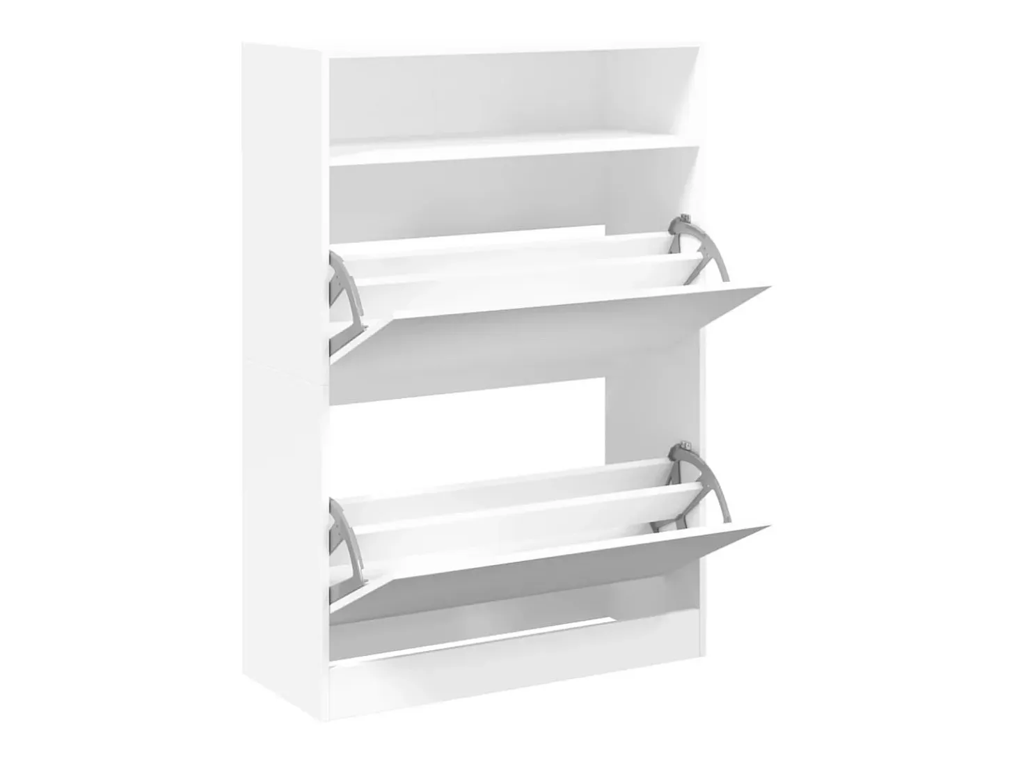 Zapatero con 2 cajones abatibles, blanco, 80x34x116 cm