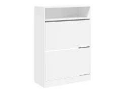 Zapatero con 2 cajones abatibles, blanco, 80x34x116 cm
