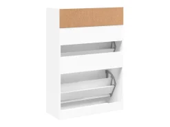 Zapatero con 2 cajones abatibles, blanco, 80x34x116 cm
