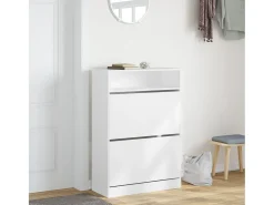 Zapatero con 2 cajones abatibles, blanco, 80x34x116 cm