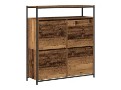 Zapatero con 4 cajones con solapas en madera antigua 100x34x112 cm