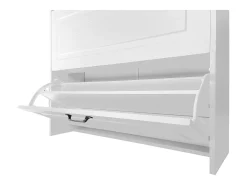 Zapatero con 2 cajones y 3 puertas - Tiradores negros - Madera blanca