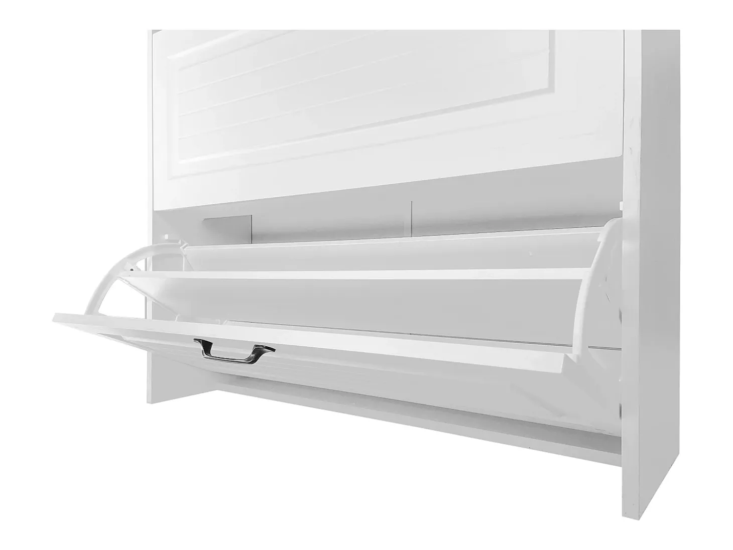Zapatero con 2 cajones y 3 puertas - Tiradores negros - Madera blanca