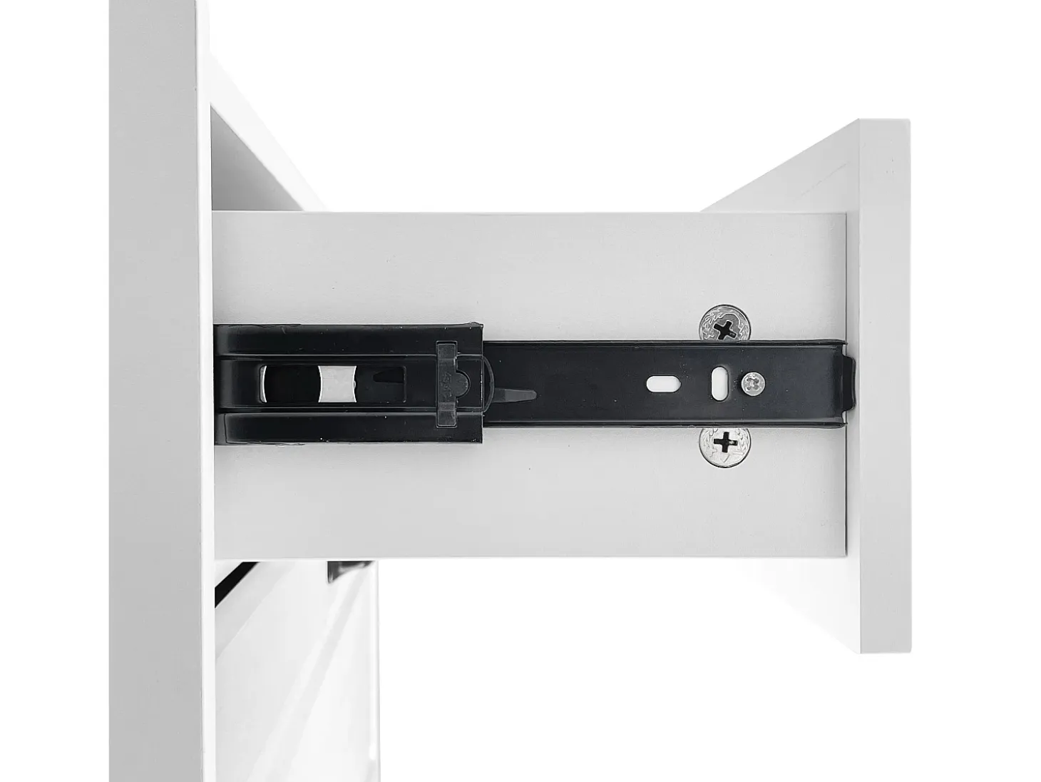 Zapatero con 2 cajones y 3 puertas - Tiradores negros - Madera blanca