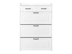 Zapatero con 2 cajones y 3 puertas - Tiradores negros - Madera blanca