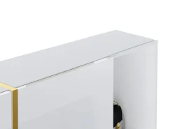 Zapatero con 4 compartimentos abatibles y 2 nichos - Blanco y dorado - MARZIALO