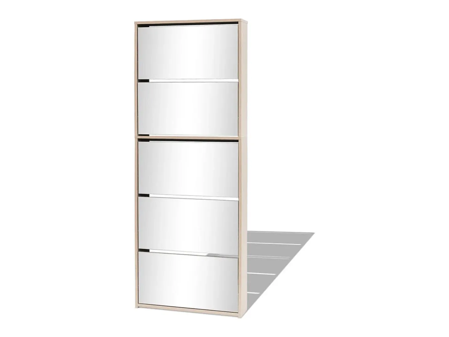 Zapatero con 5 estantes y espejo 63x17x169,5 cm Roble